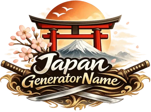 Japan Generator Name official Logo with swords flowers Japanese culture